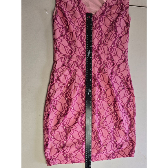 PIT Amsterdam Dress Women's 4 Pink Embroidered Sleeveless Mini Back Zipper NWT - Picture 7 of 14